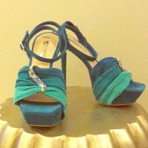 H Halston Vintage Glam Suede Heels